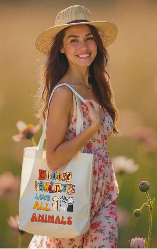 Choose Kindness , Love all animals - Tote Bag
